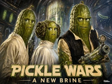 Pickle Wars: A New Brine pickle parody artwork.