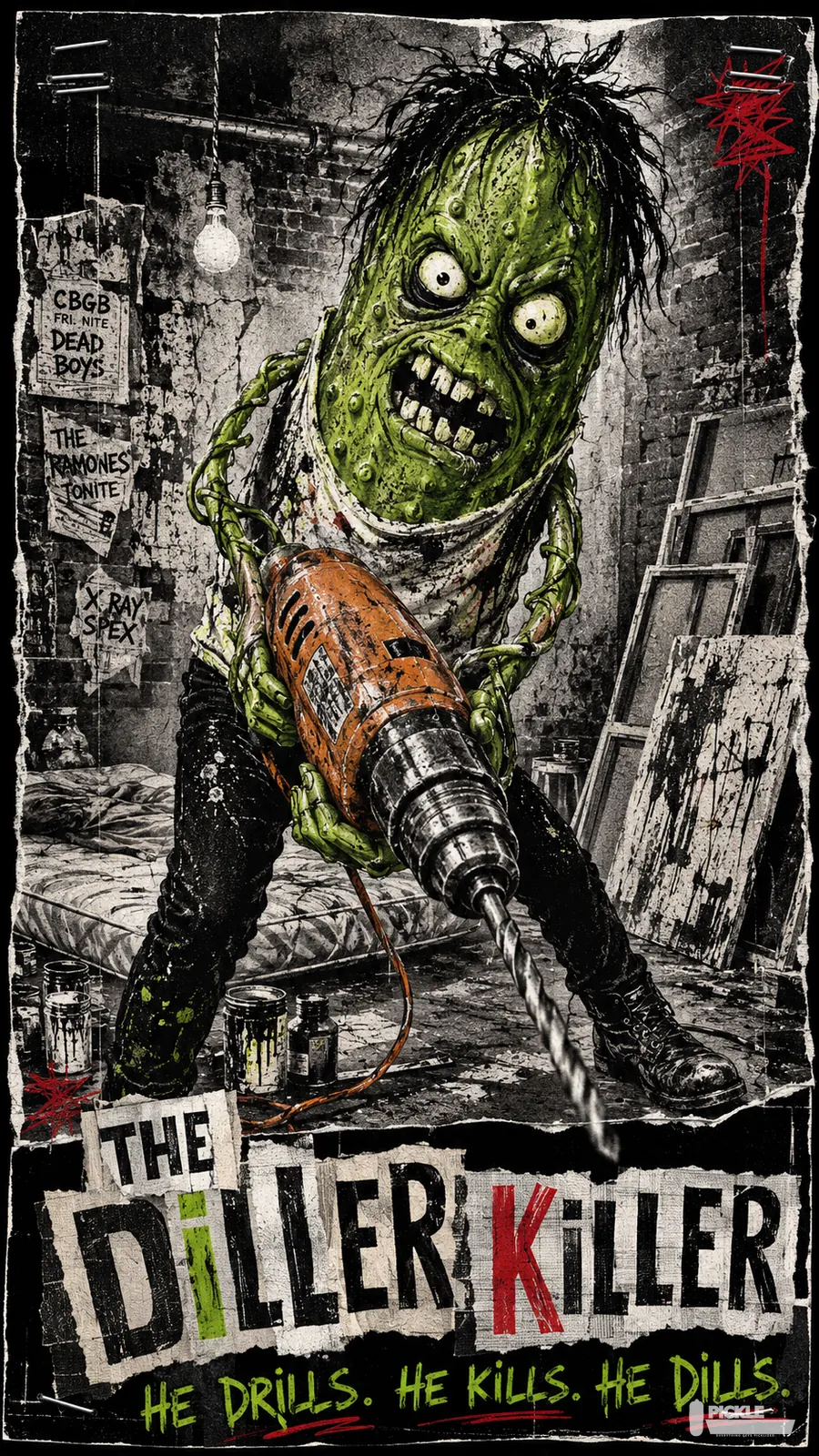 The Diller Killer pickle parody artwork.