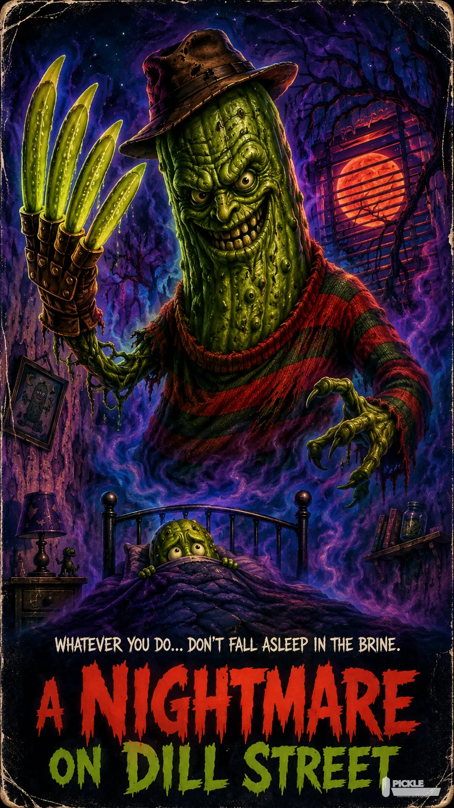 A Nightmare on Dill Street pickle parody artwork.