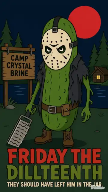 Friday the Dillteenth pickle parody artwork.