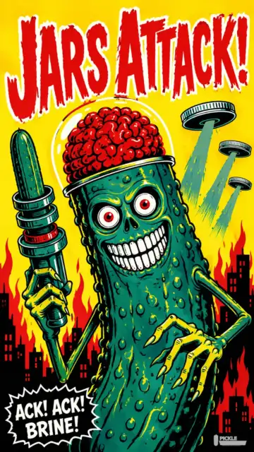 Jars Attack pickle parody artwork.