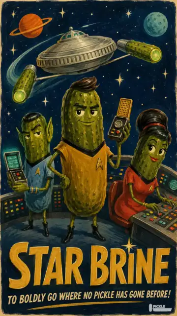 Star Brine pickle parody artwork.
