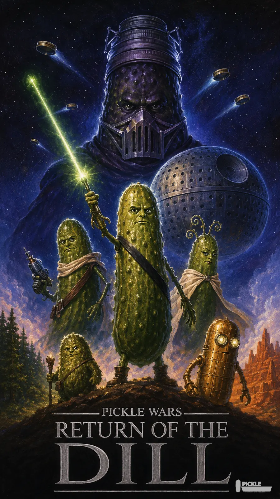 Pickle Wars: Return of the Dill pickle parody artwork.