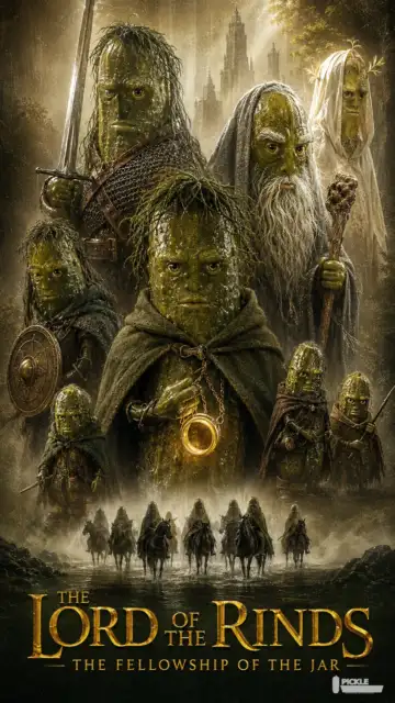 The Lord of the Rinds: Fellowship of the Jar pickle parody artwork.