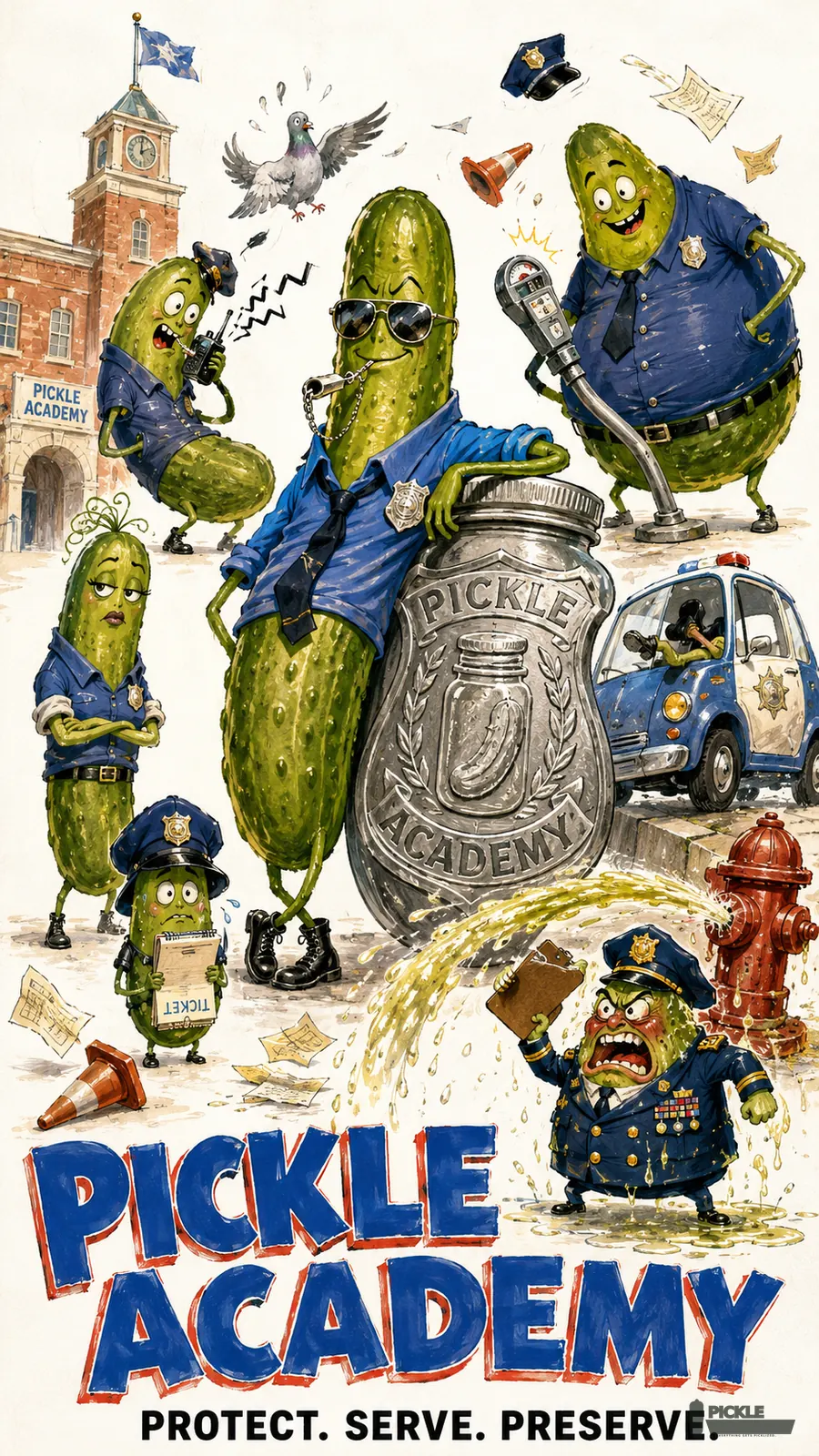 Pickle Academy pickle parody artwork.