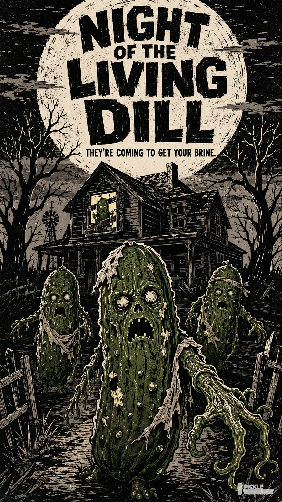 Night of the Living Dill pickle parody artwork.