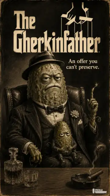 The Gherkinfather pickle parody artwork.