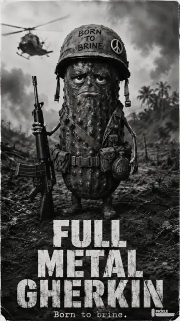 Full Metal Gherkin pickle parody artwork.