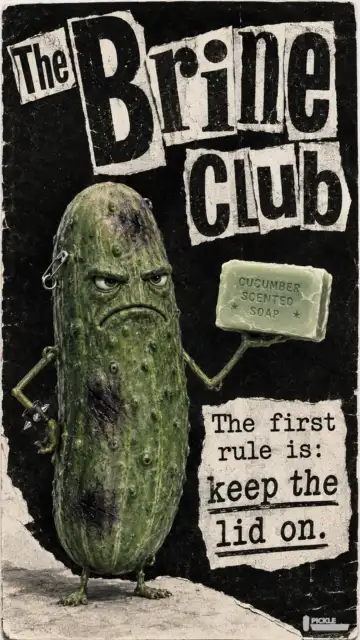 The Brine Club pickle parody artwork.