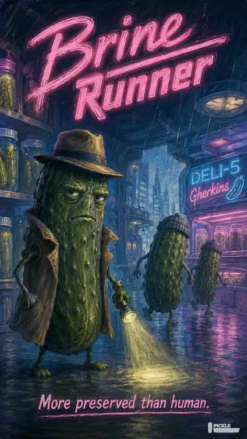 Brine Runner pickle parody artwork.