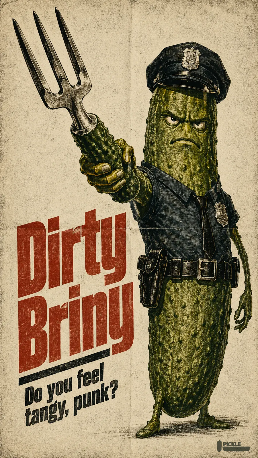 Dirty Briny pickle parody artwork.