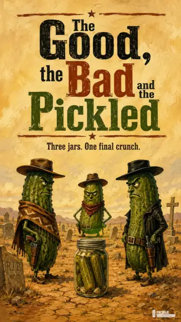 The Good, the Bad and the Pickled pickle parody artwork.