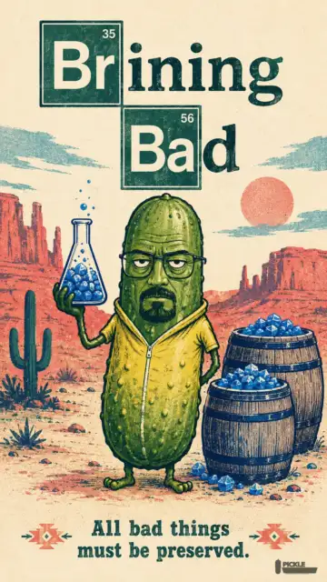 Brining Bad pickle parody artwork.