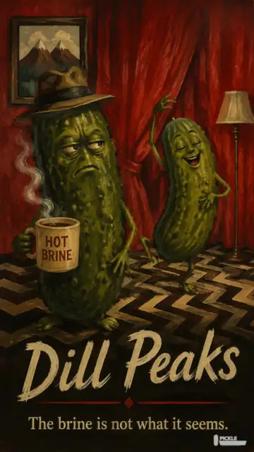Dill Peaks pickle parody artwork.