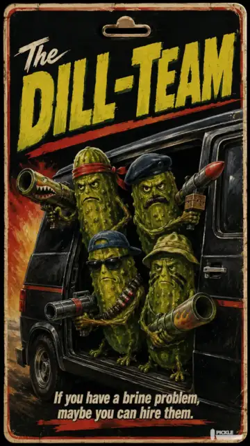 The Dill-Team pickle parody artwork.