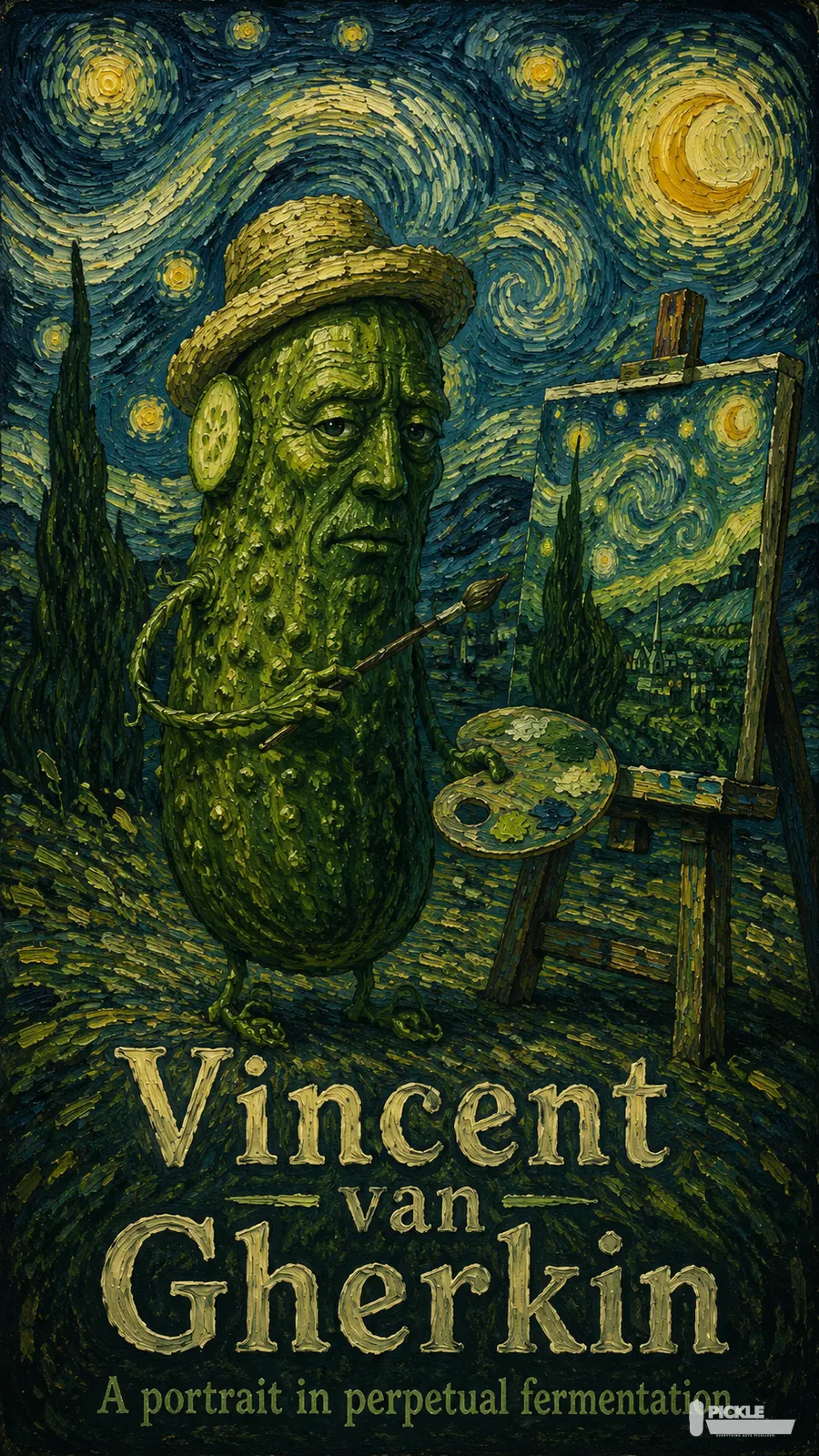 Vincent van Gherkin pickle parody artwork.