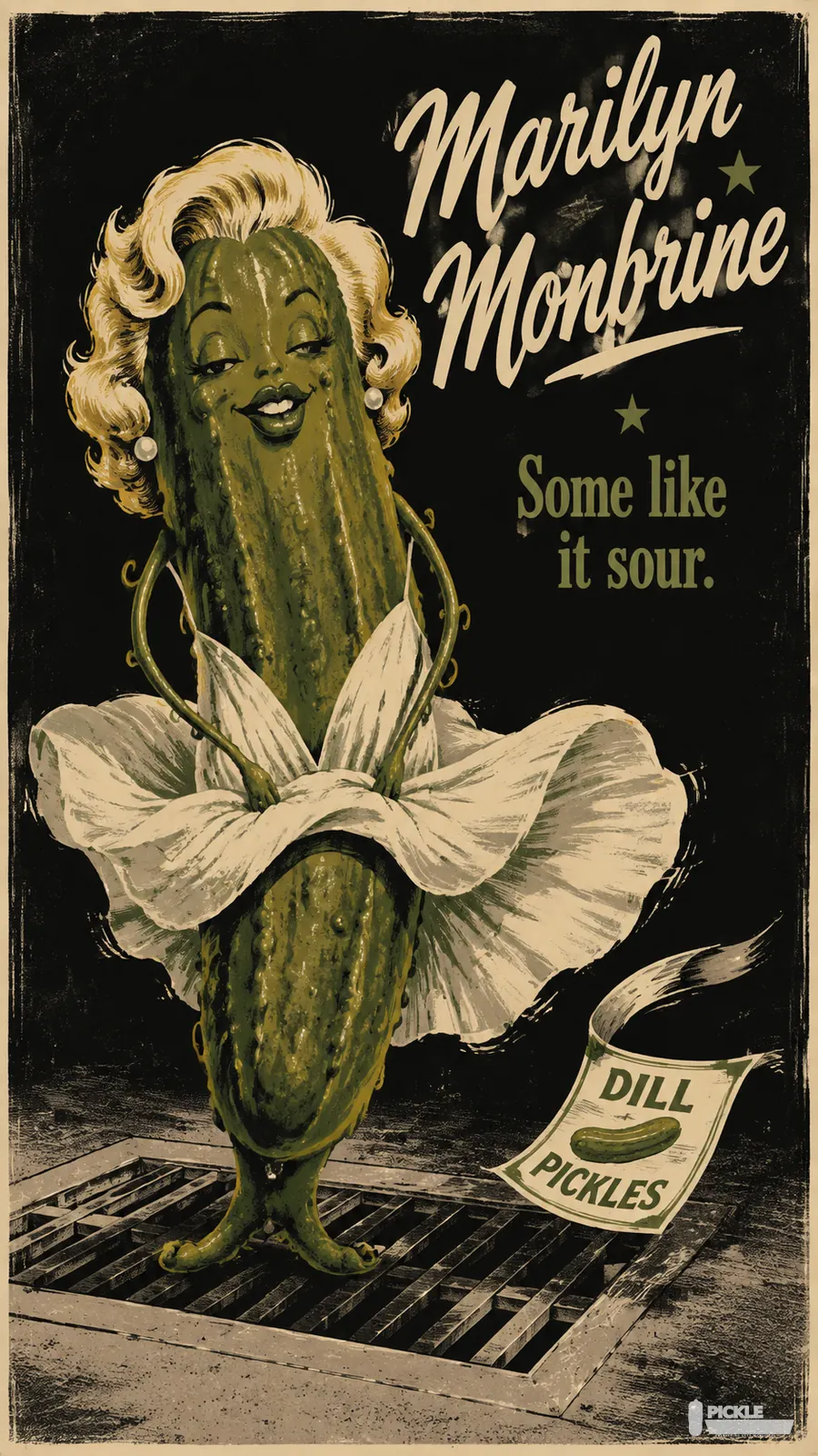 Marilyn Monbrine pickle parody artwork.