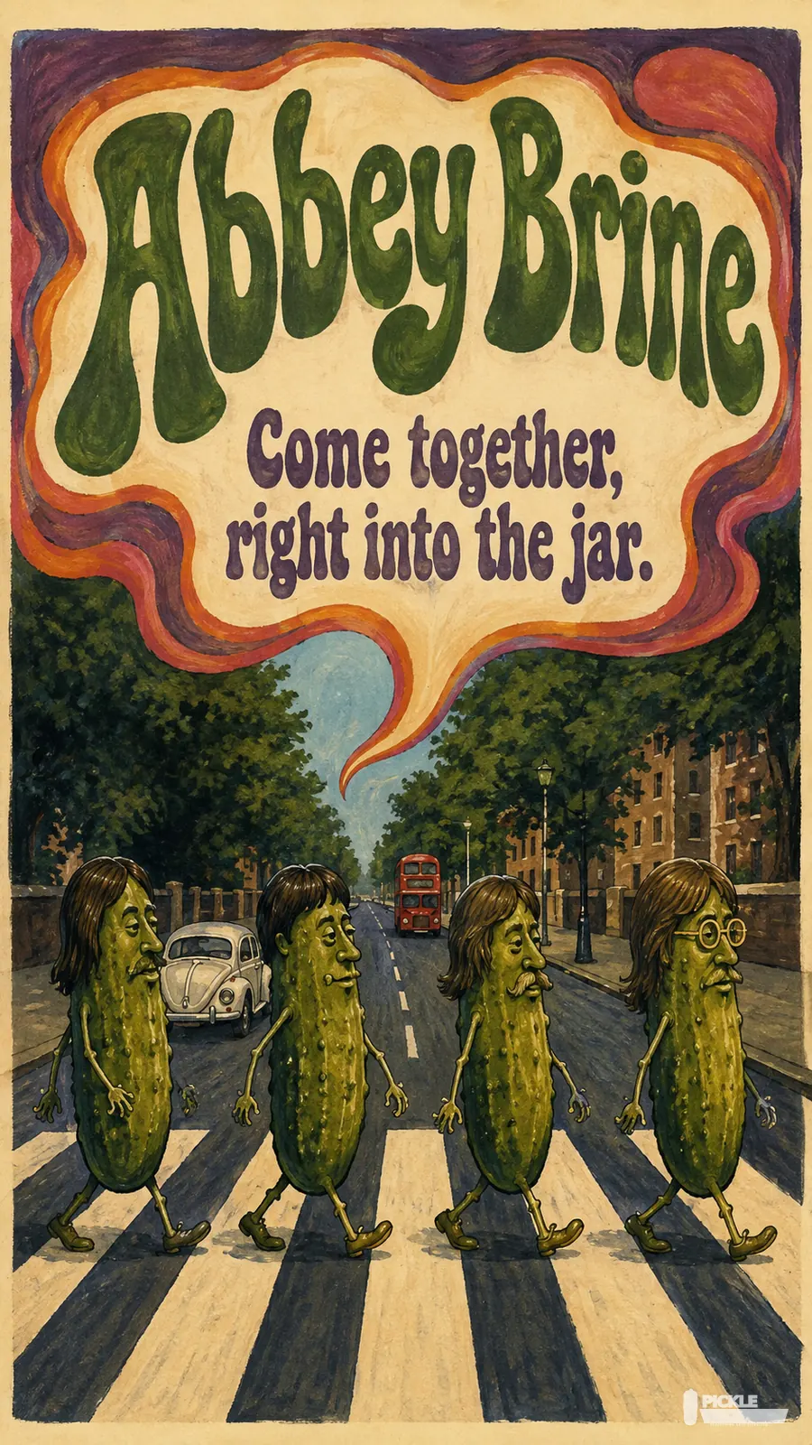 Abbey Brine pickle parody artwork.